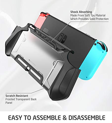 Mumba Funda acoplable para Nintendo Switch, Case Funda Protectora TPU Grip Funda de Agarre Compatible con la Consola de Nintendo Switch y Controlador Joy-con (Negro)