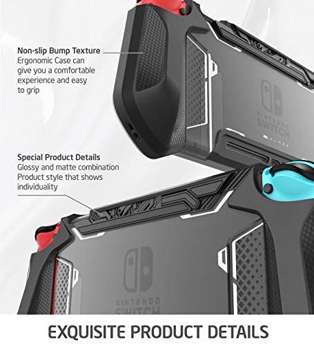 Mumba Funda acoplable para Nintendo Switch, Case Funda Protectora TPU Grip Funda de Agarre Compatible con la Consola de Nintendo Switch y Controlador Joy-con (Negro)