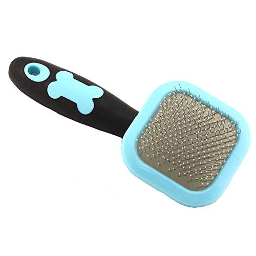 NANAD - Cepillo de Masaje para desenredar, Cepillo de Aseo para Yorkie Poodle Maltese Puppy Guinea Pig Rabbit, Elimina la Capa Inferior Suelta, se Adapta a Pelo Largo y Corto, Azul, Tamaño Libre