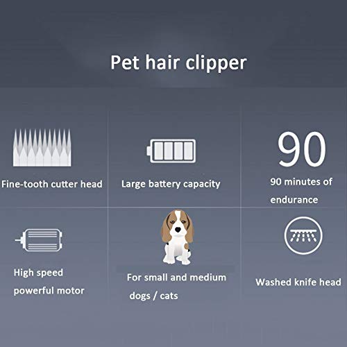 NFLOBD Fader eléctrico para Perros Fader Faver Clipper Trimmer de Aseo para Perros Trimmer para Mascotas Animal Hair Professional Shaver Kit de bajo Ruido Clipper para Mascotas