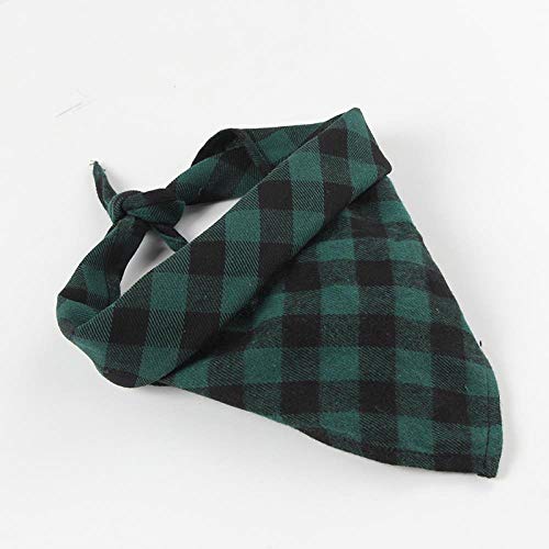 nobrand Bufanda Triangular de Perrito/Bufanda con Estampado de Cuadros, Toalla de Saliva para Mascotas, Plaid Verde Dorado de Peluche de Golden Retriever,