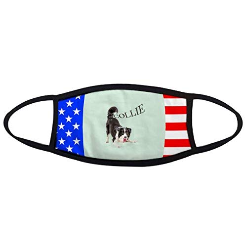 offbb Border Collie Farm Pet Art Deco Regalo de Moda máscara de Boca Calentador Antipolvo Estrellas Rayas Bandera