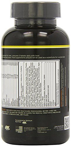 Optimum Nutrition ON Opti-Men, Suplemento multivitamínico, multivitaminas y minerales para hombres con BCAA, glutamina, vitamina C, zinc y magnesio, sin sabor, 60 porciones, 180 cápsulas