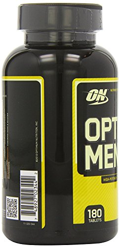 Optimum Nutrition ON Opti-Men, Suplemento multivitamínico, multivitaminas y minerales para hombres con BCAA, glutamina, vitamina C, zinc y magnesio, sin sabor, 60 porciones, 180 cápsulas