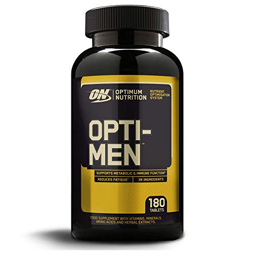 Optimum Nutrition ON Opti-Men, Suplemento multivitamínico, multivitaminas y minerales para hombres con BCAA, glutamina, vitamina C, zinc y magnesio, sin sabor, 60 porciones, 180 cápsulas