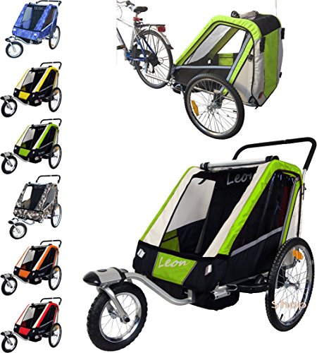 PAPILIOSHOP LEON Remorque à vélo poussette chariot pour 1 ou 2 entants