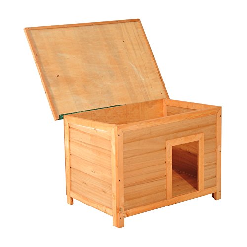 PawHut Caseta para Perro 85 x 58 x 58cm Madera Impermeable con Tejado Verde Abatible y 4 Pies Antideslizantes