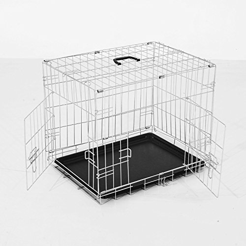 PawHut Transportin Perros 122x77x82 cm 2 Puertas Jaula con Asa Transporte Reja de Alambre de Hierro