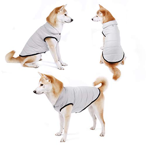 PAWZ Road Chaqueta de Invierno portátil Abrigo Perro para Mascotas de tamaño pequeño, Mediano, Grande, Talla M, L, XL, 2XL, 3XL, 4XL, 5XL, Color Beige