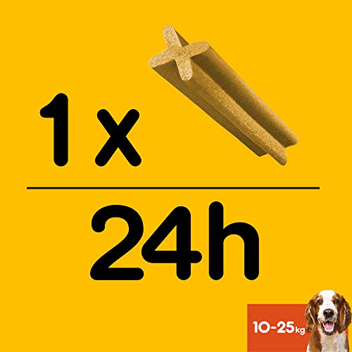 Pedigree Dentastix de uso diario para higiene oral para perros medianos - Pack de 10 x 7 sticks - Total: 70 sticks