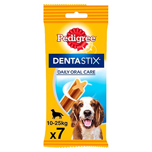 Pedigree Dentastix de uso diario para higiene oral para perros medianos - Pack de 10 x 7 sticks - Total: 70 sticks