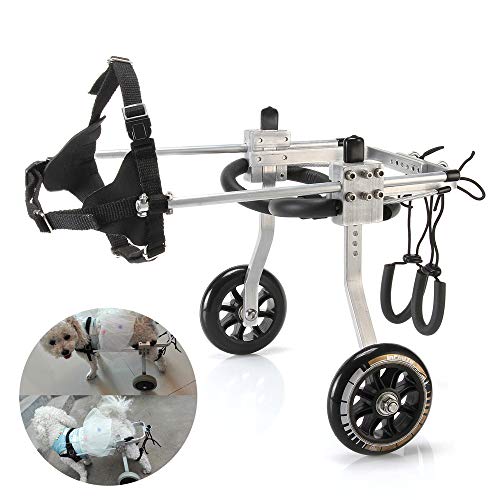 Pet dog Wheelchair Silla de Ruedas Profesional de Aluminio para Perros de Acero Inoxidable para Perros Patas traseras paralizadas débiles Silla de Ruedas Trasera para Perros de 2 Ruedas 3 Modelos,L