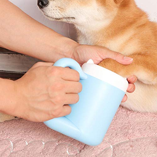 Pet Limpiador de Patas para Perros Taza Silicona Pet Foot Washer Bucket Cepillo Suave Paw Clean Comb Fast Cleanin Paw Dirt Dog, Azul, 15.2 x 9.1 x 3.1 cm