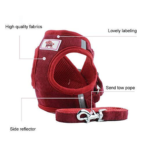 PET SPPTIES Tela de Malla Chaleco para Perros Arnés Suave Ajustable cómodo para Cachorros, Perros Pequeños y Gatos PS042 (L, Red)