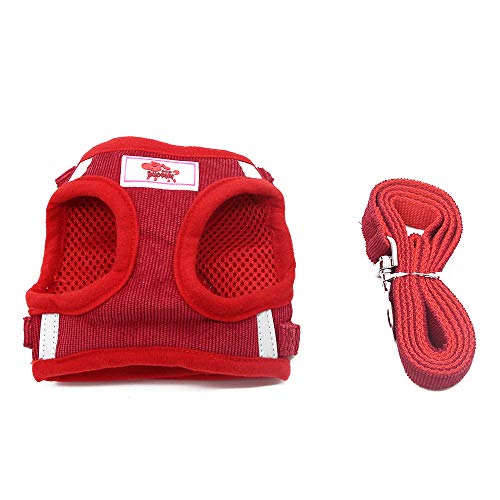 PET SPPTIES Tela de Malla Chaleco para Perros Arnés Suave Ajustable cómodo para Cachorros, Perros Pequeños y Gatos PS042 (L, Red)