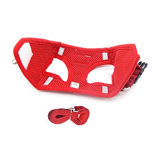 PET SPPTIES Tela de Malla Chaleco para Perros Arnés Suave Ajustable cómodo para Cachorros, Perros Pequeños y Gatos PS042 (S, Red)