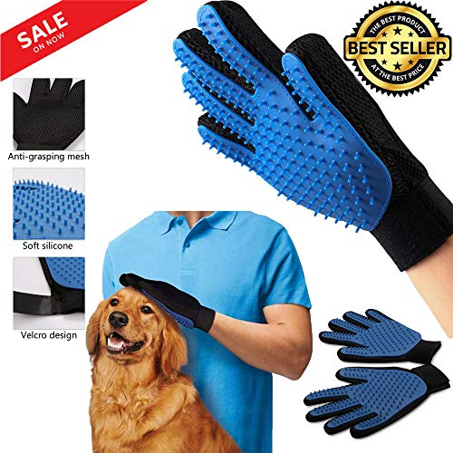 Petclick [Versión Mejorada] Guantes para el Crecimiento de Mascotas, Guantes para el Cepillo, eliminador de Pelo eficiente, diseño de Dedos Reforzados, Perros y Gatos con Pelo Largo y Corto.