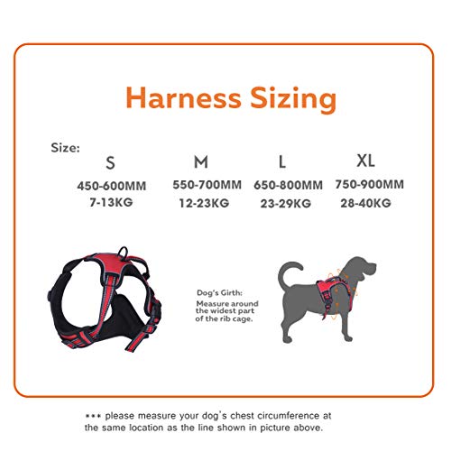 PETGDS Arnés del Perro Antitirones Básicos Adjustable de Nylon, 3M Reflectante para Las Actividades al Aire Libre, Perros Coche Adiesreamiento Bicicleda Correr Chaleco Acolchado Ajustable - Rojo(S)