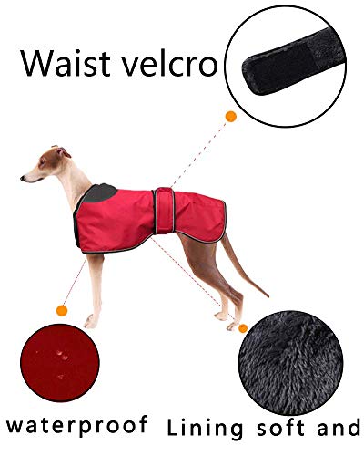 Pethiy Chaqueta Impermeable para Perros, Abrigo de Invierno para Perros con Forro de vellón cálido, Ropa para Perros al Aire Libre XXL (Back Length 71CM / 28in) Rojo