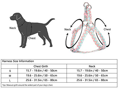 PETLOFT Arnés para Perro, Textura Suave, Ajustable, Arnés para Perro con Impresión Divertida, Doble Anillos de Acero Inoxidable y Duradero Fácil Correa Clip (Rosado, M)