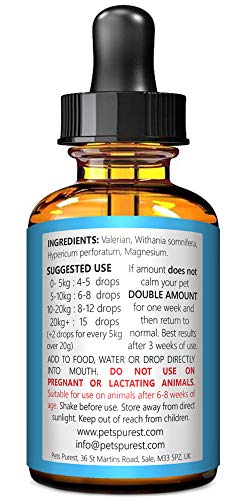 Pets Purest Suplemento 100% Natural Calming Aid para Perros, Gatos y Mascotas. Reduce la ansiedad y el estrés en Sus Mascotas (50 ML)