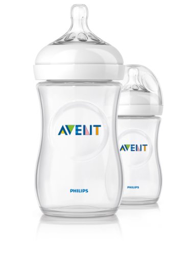 Philips Avent SCD290/01 - Set Regalo gama Natural para recién nacidos, 2 biberones 125 ml, 2 biberones 260 ml, 1 escobilla, 1 chupete, color transparente