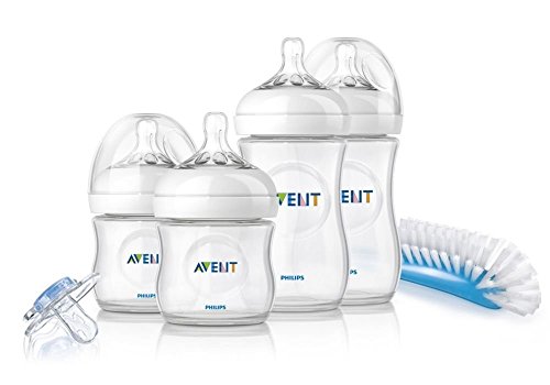 Philips Avent SCD290/01 - Set Regalo gama Natural para recién nacidos, 2 biberones 125 ml, 2 biberones 260 ml, 1 escobilla, 1 chupete, color transparente