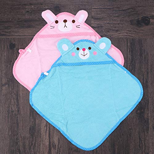 POPETPOP 2 unids Mascota Perro Toalla de baño con Capucha pequeño Perrito Toalla de baño Peluche Piel de venado súper absorción de Suministros de baño - Tamaño S (Azul Cielo y Rosa)