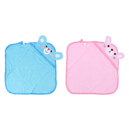 POPETPOP 2 unids Mascota Perro Toalla de baño con Capucha pequeño Perrito Toalla de baño Peluche Piel de venado súper absorción de Suministros de baño - Tamaño S (Azul Cielo y Rosa)