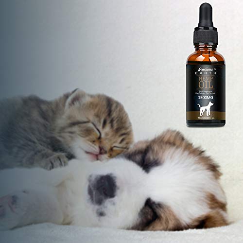 PRECIOUS EARTH Aceite de cáñamo Natural para Perros y Gatos, Aceite de cáñamo orgánico para Mascotas, Rico en Vitamina E, B y Omega 3, 6 y 9 (3000mg/30ml) (1500mg/10ml)