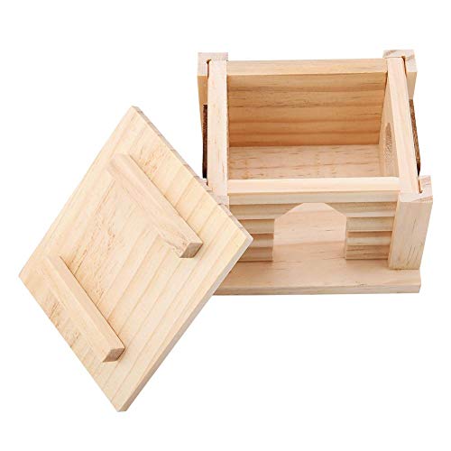 Pssopp Hamster House Cabaña Hamster de Madera Natural Top Plano Habitación pequeña para Mascotas Casa de Animales pequeños con Ventana para Todos Hamster