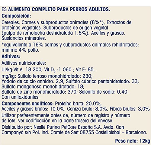 Purina Dog Chow Classic pienso para Perro Adulto Pollo 12 Kg