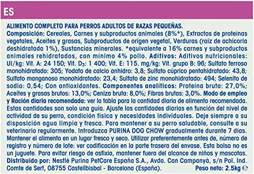 Purina Dog Chow Small Adult pienso para Perro pequeño Adulto Pollo 4 x 2,5 Kg