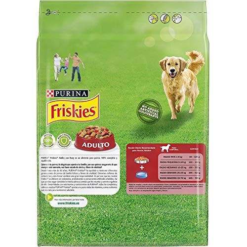 Purina Friskies Pienso para Perro Adulto Buey, Cereales y Verduras 4 x 3 Kg