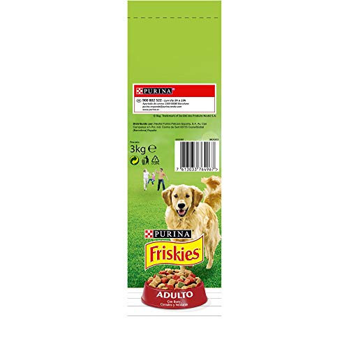 Purina Friskies Pienso para Perro Adulto Buey, Cereales y Verduras 4 x 3 Kg