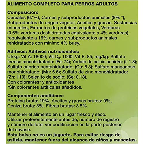 Purina Friskies Pienso para Perro Adulto Buey, Cereales y Verduras 4 x 3 Kg