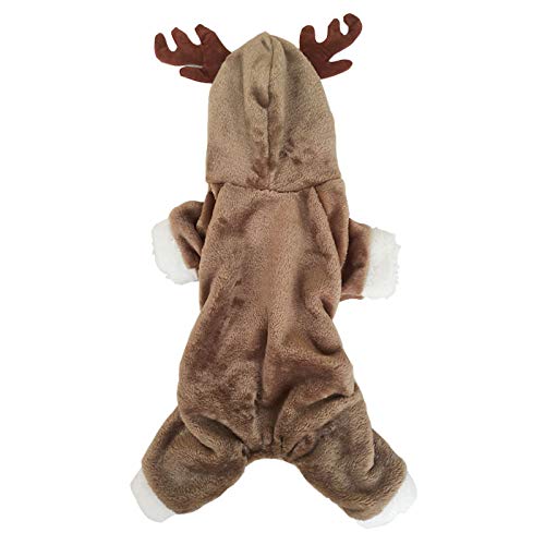 RC GearPro Cute Pet Dog Christmas Elk Costume Puppy Hoodie Coat Ropa para Perros Gatos Soft Coral Velvet Fleece Apparel (L)