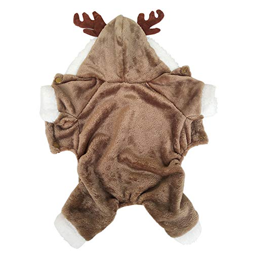 RC GearPro Cute Pet Dog Christmas Elk Costume Puppy Hoodie Coat Ropa para Perros Gatos Soft Coral Velvet Fleece Apparel (L)