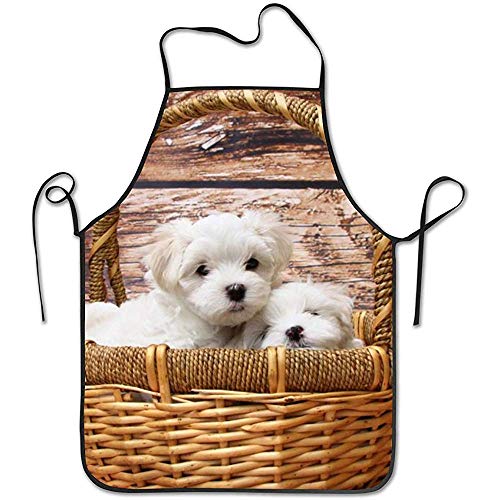 Reredith Maltese Dogs Puppy White Pet Delantal Babero Duradero Unisex para Hornear en la Cocina