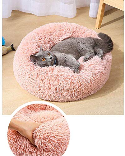 RONGXUE Se lavó ALMACÉN rosquilla Felpa Perro Mascota sofá cálido Durante Nido Gato Cama del Perrito Saco de Dormir en la Lavadora Lata (Color Beige, tamaño, XXL / 80 × 80 cm),Rosa,XL / 70 × 70 cm