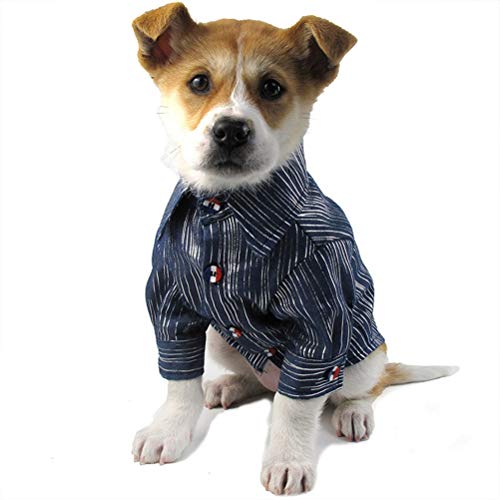 Ropa para Perros Camisa para Perros Retro Classic Denim Ropa pequeña de tamaño Mediano para Mascotas, Resistente al Desgaste, Transpirable y Lavable