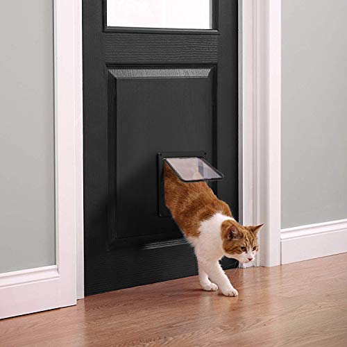 Sailnovo Puerta para Gato con Cierre magnético de 4 vías, Puerta para Mascotas para Gatos y Perros pequeños, Puerta para Gatos con túnel (marrón, XL)