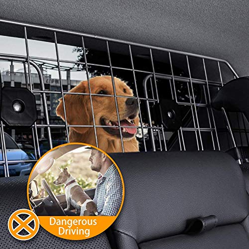 Sailnovo Rejilla para Perros Rejilla Seguridad para Coche Rejilla Metálica para Transporte de Perros en Coche Ancho ajustable de 91cm a 156 cm