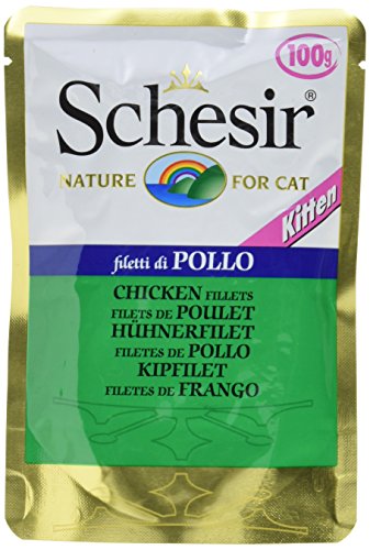 Schesir Cat los Restos Bolsa Kitten Gallinas filetear, 20 Unidades (20 x 100 g)