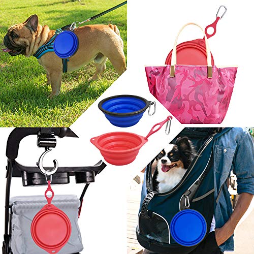 SENHAI 2 Piezas Grande Plegable Tazón de Perro, Silicona Portátil Platos de Comida Mascota Cuencos de Agua para al Aire Libre Viaje Excursionismo Cámping