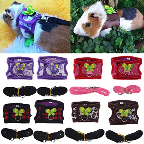 Shaoyanger - Juego de arnés ajustable para hámster, chaleco y correa para cobaya, cerdo, chinchilla y ratón, hurón, pequeños accesorios para animales medium Purple Heart