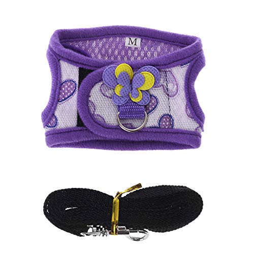 Shaoyanger - Juego de arnés ajustable para hámster, chaleco y correa para cobaya, cerdo, chinchilla y ratón, hurón, pequeños accesorios para animales medium Purple Heart