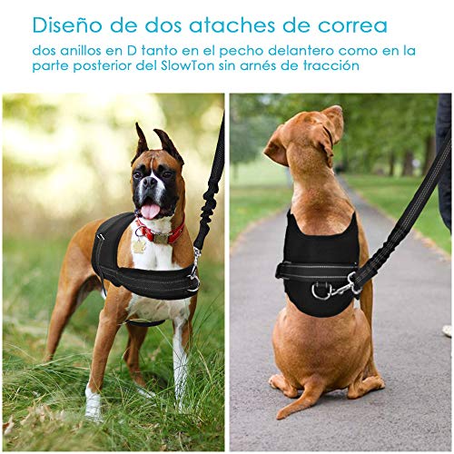 SlowTon Sin tirones Arnés de Perro, Suave Malla Acolchada Ajustable Fácil de Poner y Quitar el arnés con Hebilla de Bloqueo para Perros Grande Mascotas (XL, Anillo Dual D)