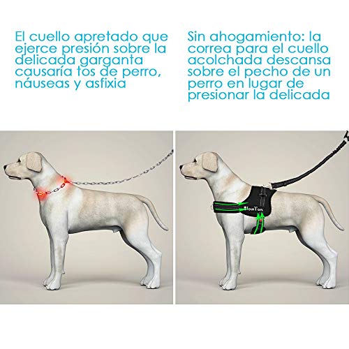 SlowTon Sin tirones Arnés de Perro, Suave Malla Acolchada Ajustable Fácil de Poner y Quitar el arnés con Hebilla de Bloqueo para Perros Grande Mascotas (XL, Anillo Dual D)