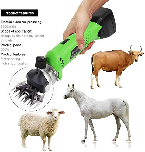 Sooiy 500W cizallas eléctricas Profesionales segadoras inalámbricos portátiles ovejas, Cabras batería de Litio Recargable de 4000mAh, de Alpaca, Llama, Angora y Otros Animales de Granja